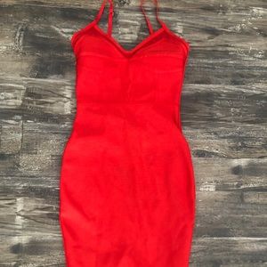 Red body con dress